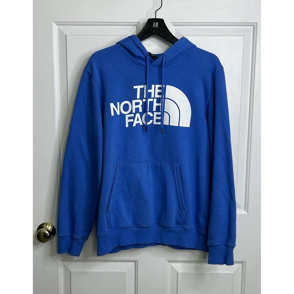 The North Face Hoodie Sweatshirt Mens Medium Pullover Graphic Print Logo Blue